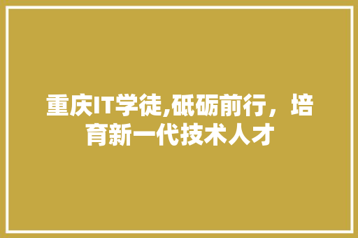 重庆IT学徒,砥砺前行，培育新一代技术人才