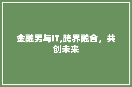 金融男与IT,跨界融合，共创未来