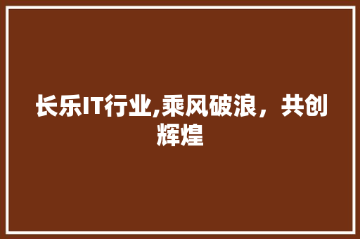长乐IT行业,乘风破浪，共创辉煌