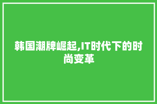 韩国潮牌崛起,IT时代下的时尚变革