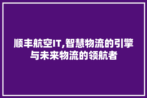 顺丰航空IT,智慧物流的引擎与未来物流的领航者