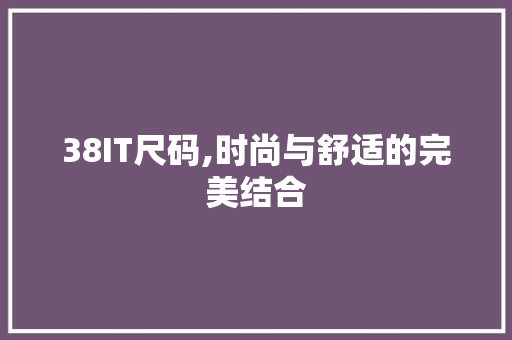 38IT尺码,时尚与舒适的完美结合