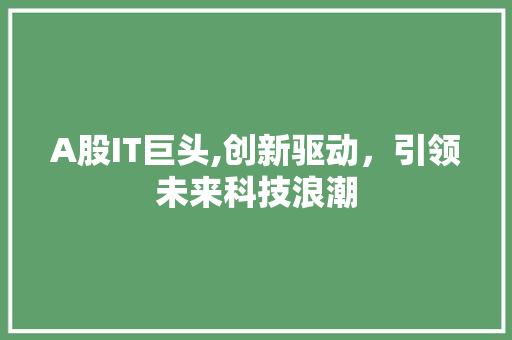 A股IT巨头,创新驱动，引领未来科技浪潮