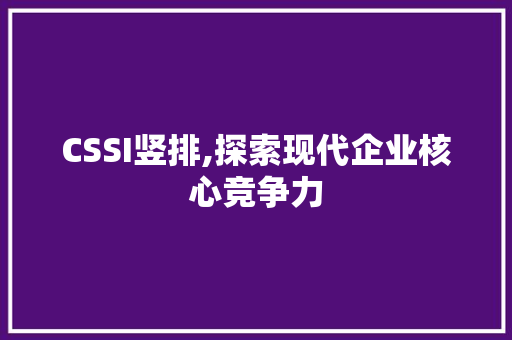 CSSI竖排,探索现代企业核心竞争力