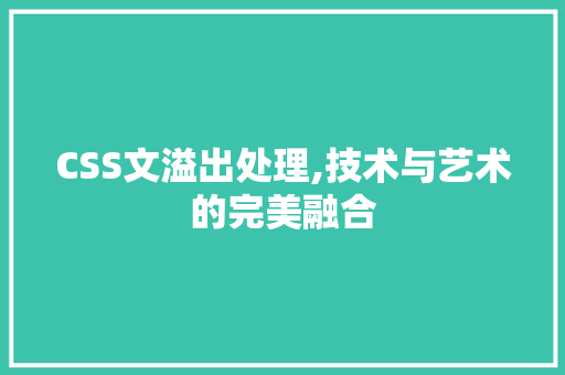CSS文溢出处理,技术与艺术的完美融合