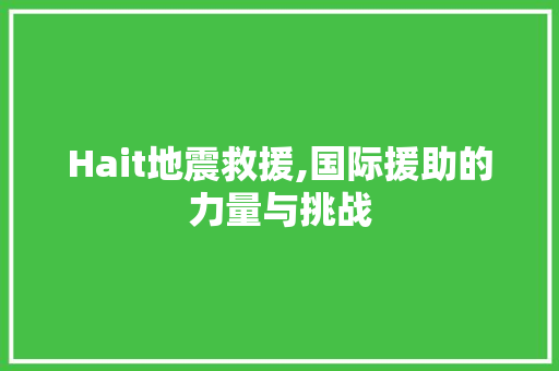 Hait地震救援,国际援助的力量与挑战