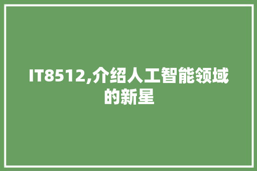 IT8512,介绍人工智能领域的新星