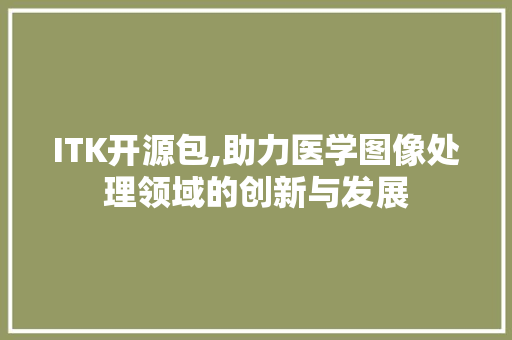 ITK开源包,助力医学图像处理领域的创新与发展