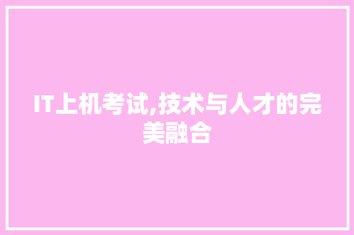 IT上机考试,技术与人才的完美融合