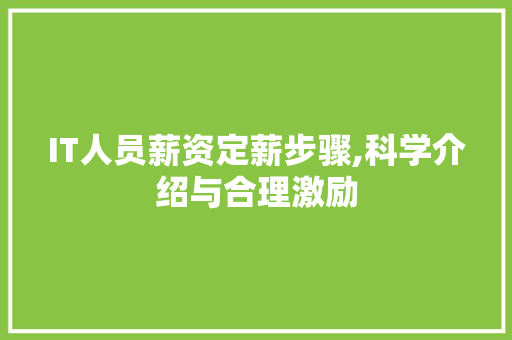IT人员薪资定薪步骤,科学介绍与合理激励