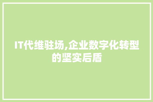 IT代维驻场,企业数字化转型的坚实后盾
