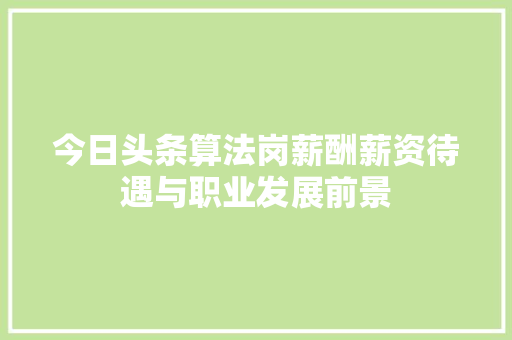 今日头条算法岗薪酬薪资待遇与职业发展前景