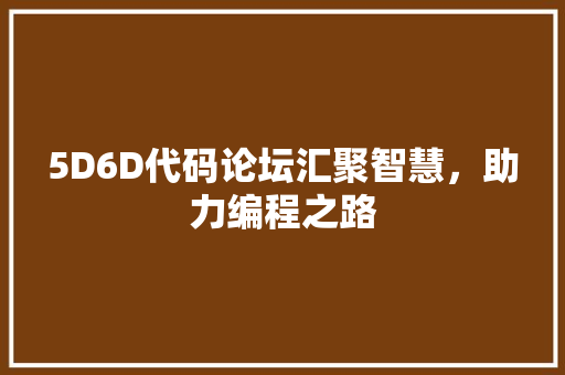 5D6D代码论坛汇聚智慧，助力编程之路