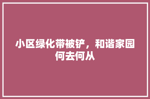 小区绿化带被铲，和谐家园何去何从