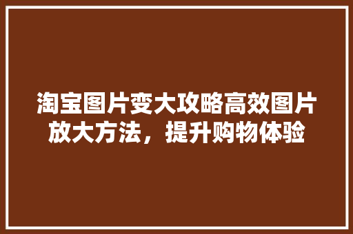 淘宝图片变大攻略高效图片放大方法，提升购物体验