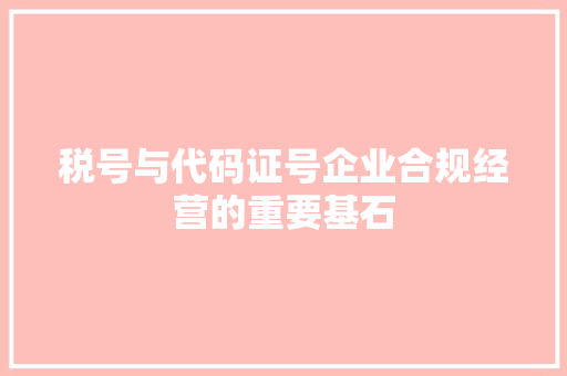 税号与代码证号企业合规经营的重要基石