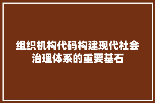 组织机构代码构建现代社会治理体系的重要基石