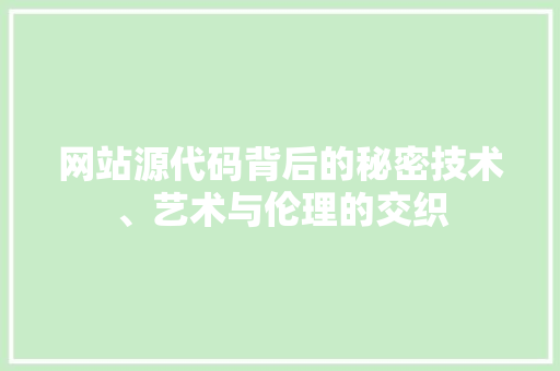 网站源代码背后的秘密技术、艺术与伦理的交织