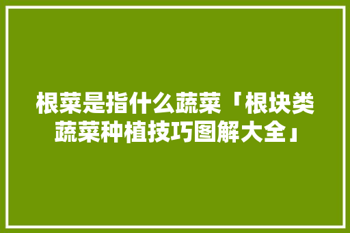 根菜是指什么蔬菜「根块类蔬菜种植技巧图解大全」