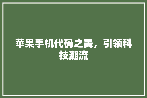 苹果手机代码之美，引领科技潮流