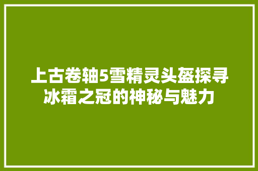 上古卷轴5雪精灵头盔探寻冰霜之冠的神秘与魅力