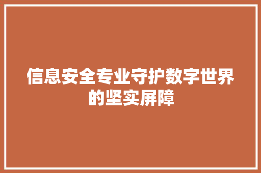 信息安全专业守护数字世界的坚实屏障