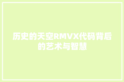 历史的天空RMVX代码背后的艺术与智慧