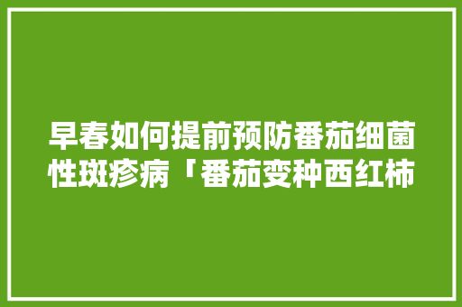 早春如何提前预防番茄细菌性斑疹病「番茄变种西红柿怎么种植视频」 番茄病虫害防治 早春如何提前预防番茄细菌性斑疹病「番茄变种西红柿怎么种植视频」 早春如何提前预防番茄细菌性斑疹病「番茄变种西红柿怎么种植视频」 番茄病虫害防治