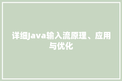 详细Java输入流原理、应用与优化