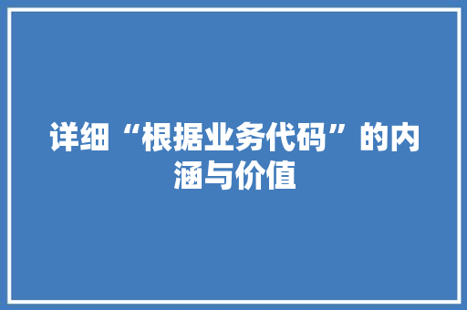详细“根据业务代码”的内涵与价值