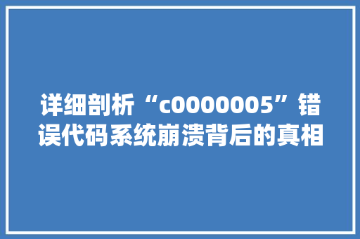 详细剖析“c0000005”错误代码系统崩溃背后的真相