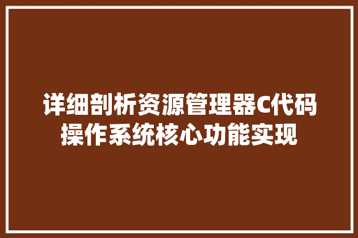 详细剖析资源管理器C代码操作系统核心功能实现