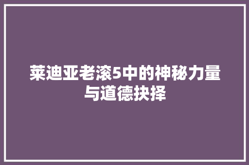 莱迪亚老滚5中的神秘力量与道德抉择