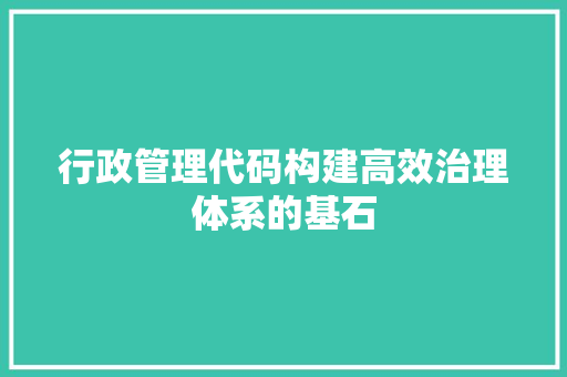 行政管理代码构建高效治理体系的基石