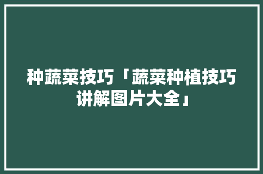 种蔬菜技巧「蔬菜种植技巧讲解图片大全」 种蔬菜技巧「蔬菜种植技巧讲解图片大全」 番茄种植技巧
