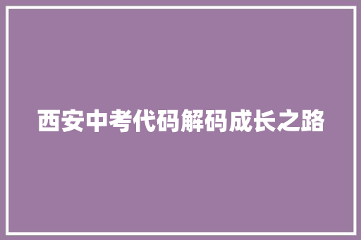 西安中考代码解码成长之路
