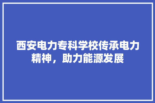 西安电力专科学校传承电力精神，助力能源发展