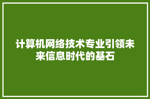 计算机网络技术专业引领未来信息时代的基石