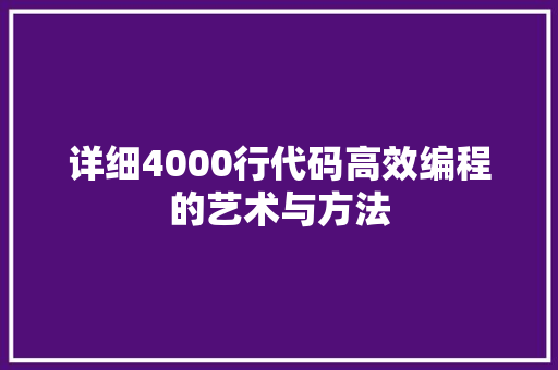 详细4000行代码高效编程的艺术与方法
