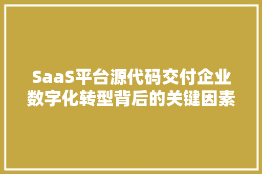 SaaS平台源代码交付企业数字化转型背后的关键因素 花朵知识