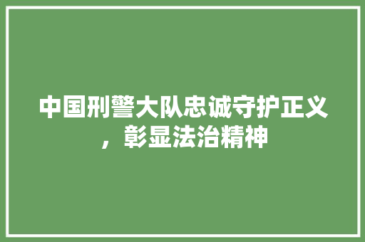 中国刑警大队忠诚守护正义，彰显法治精神 农业常识