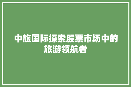 中旅国际探索股票市场中的旅游领航者 花朵知识