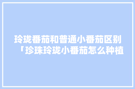 玲珑番茄和普通小番茄区别「珍珠玲珑小番茄怎么种植的」