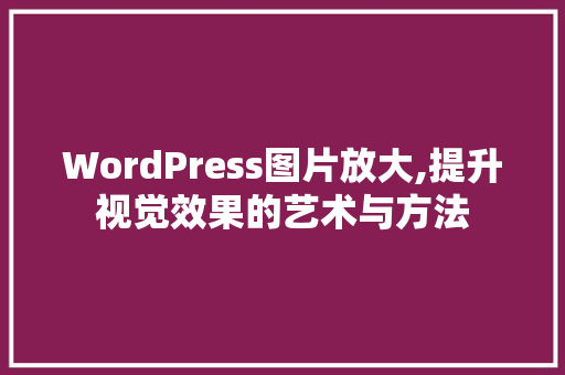 WordPress图片放大,提升视觉效果的艺术与方法