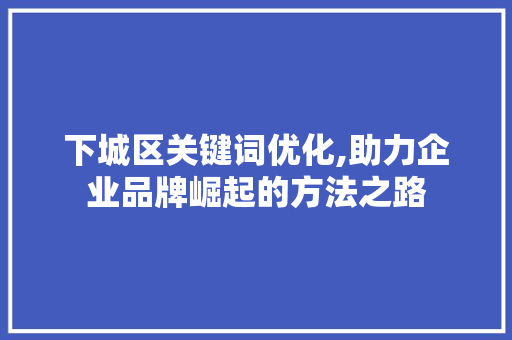 下城区关键词优化,助力企业品牌崛起的方法之路