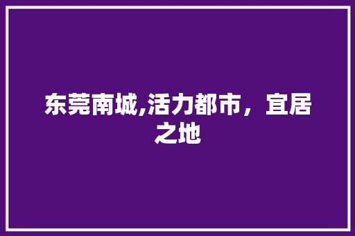 东莞南城,活力都市，宜居之地