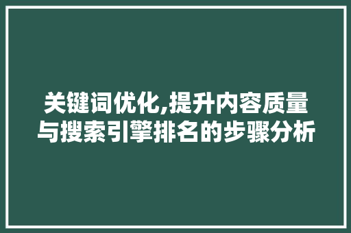 关键词优化,提升内容质量与搜索引擎排名的步骤分析