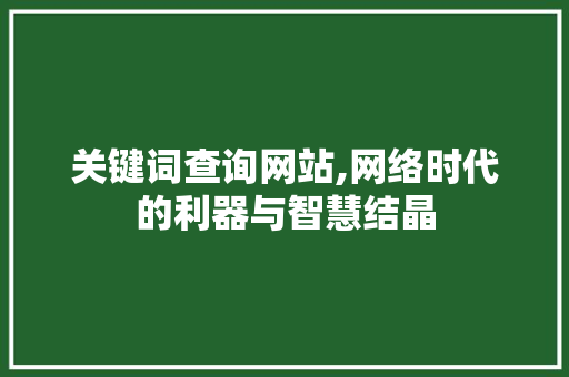 关键词查询网站,网络时代的利器与智慧结晶