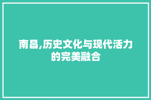 南昌,历史文化与现代活力的完美融合