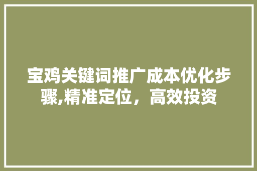 宝鸡关键词推广成本优化步骤,精准定位，高效投资